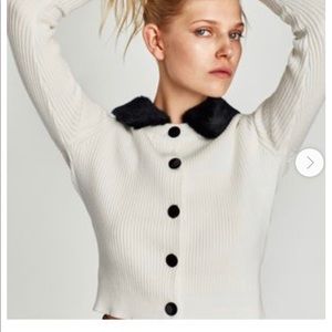 Zara Knit with fur trim. Size M